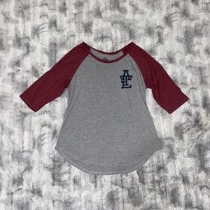 ATL Burgundy and Gray 3/4 sleeve shirt